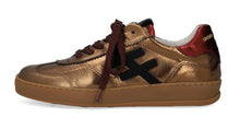 Load image into Gallery viewer, another trend Bronze sneaker with black logo and red interior on a white background
