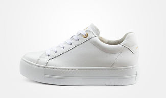 Paul Green White Leather Platform Trainer|5241000