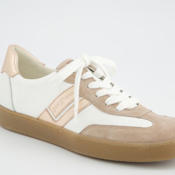 Paul Green White and Beige Suede Trainer|5437119
