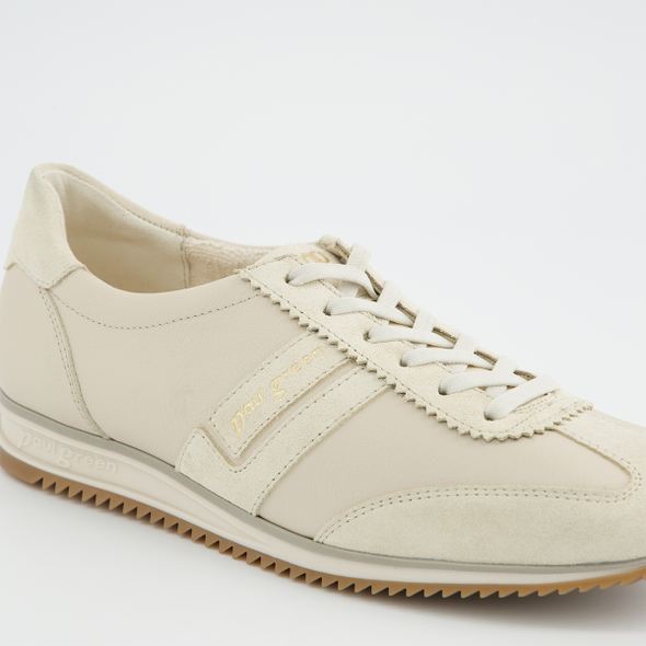 Paul Green Beige Leather Retro Trainer|5453159