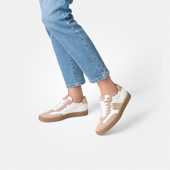 Paul Green White and Beige Suede Trainer|5437119