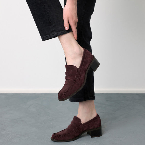 Paul Green Burgundy Suede Loafer|1260004