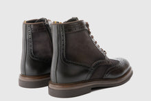 Load image into Gallery viewer, Pair of brown leather boots on a light gray background
