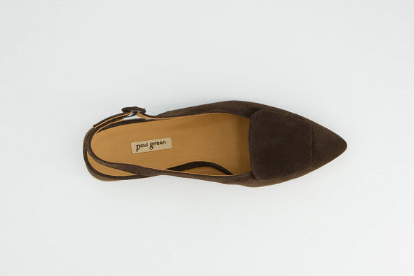 Brown sandal with 'Paul Green' branding on a white background