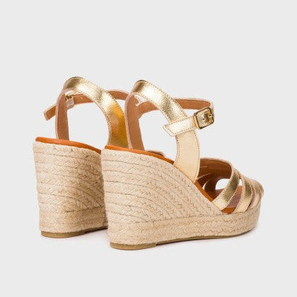 Wonders Gold Wedge Sandal|YHPI2671O