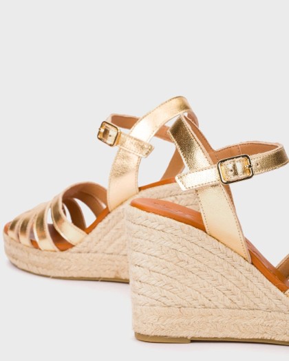 Wonders Gold Wedge Sandal|YHPI2671O
