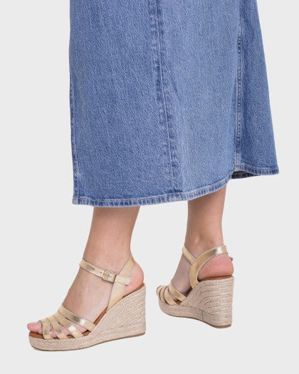 Wonders Gold Wedge Sandal|YHPI2671O