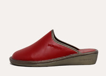 Load image into Gallery viewer, Red slipper with brand logo on a white background
