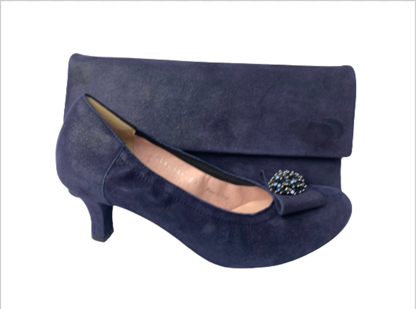 Le Babe  Navy Court Shoe with Matching Bag