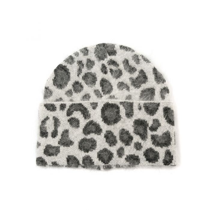 Peach - Grey Leopard Hat