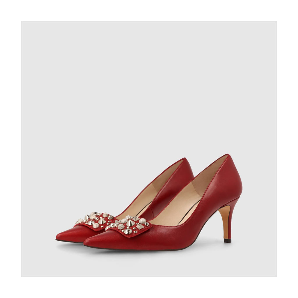 lodi leather court shoe in red