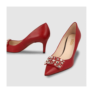 lodi leather court shoe in red